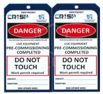 PRECOMMISSIONING WARNING TAG